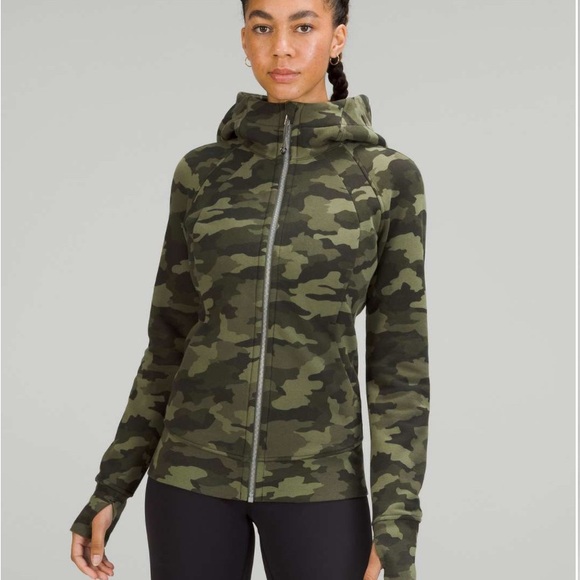 Lululemon Scuba Full-Zip Hoodie Heritage 365  Green Camo Size 6 Olive Multi - Picture 1 of 9